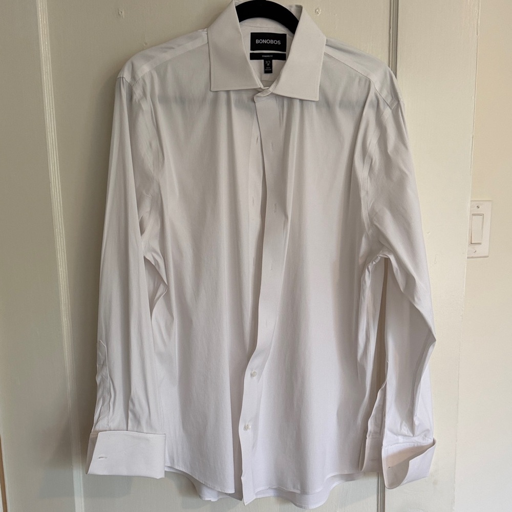 Bonobos Men's White Tuxedo Shirt with Spread Collar